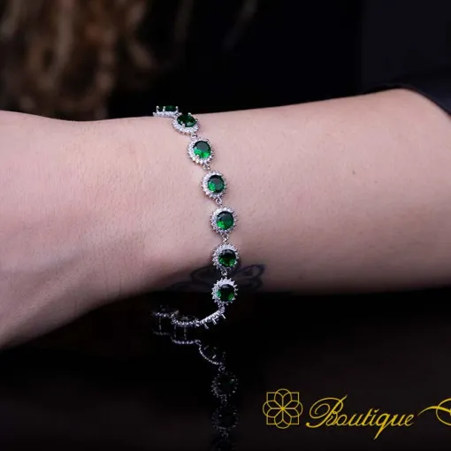 Green Zircon Exclusive Silver Bracelet For Women