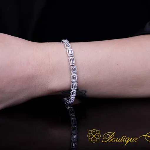 White Zircon Baguette Tennis Bracelet For Women