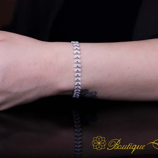 White Zircon Leaf Tennis Bracelet For Women