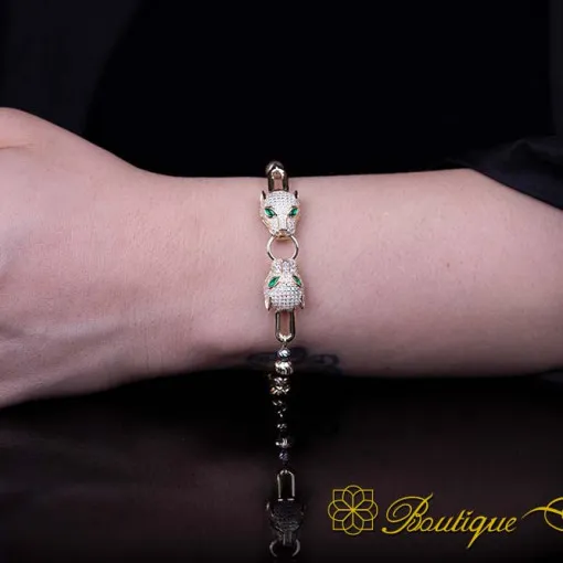 Jaguar Micro Zircon Detailed Gold Plated Bracelet For Women