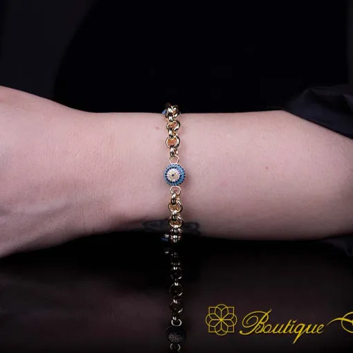 Evil Eye Mix Zircon Gold Plated Bracelet For Women