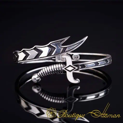 Sword Adjustable Silver Cuff Bracelet For Men No:3