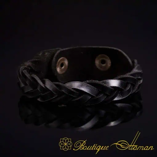 Black Genuine Leather Braided Unisex Bracelet