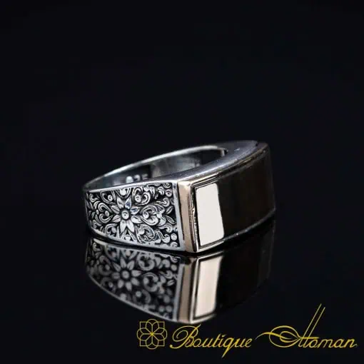Hand Engraved Stoneless Plain Bronze & Silver Ring