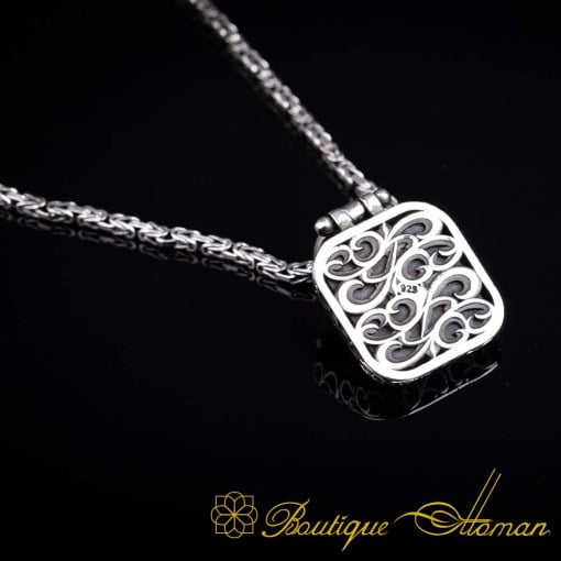 Ottoman Tughra Square Pendant with King Chain Necklace