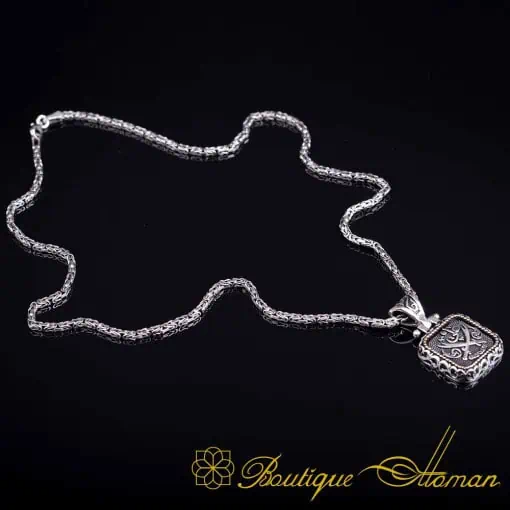 Crossed Swords (Ya Ali) Square Pendant with King Chain Necklace - Image 3