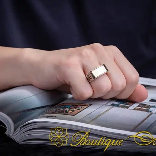 Alternative view of Hand Engraved Stoneless Plain Bronze & Silver Ring