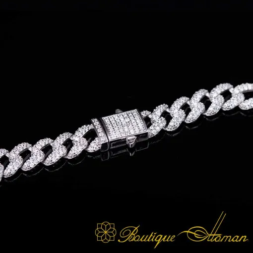 White Zircon Cuban Link Chain Necklace