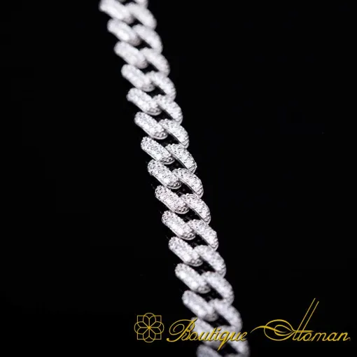 White Zircon Cuban Link Chain Necklace