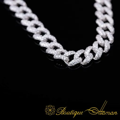 White Zircon Cuban Link Chain Necklace