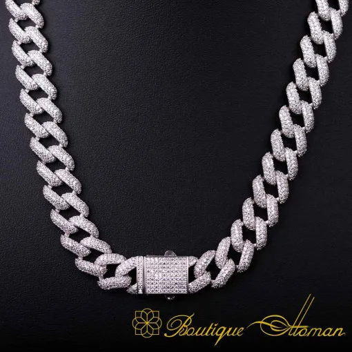 White Zircon Cuban Link Chain Necklace