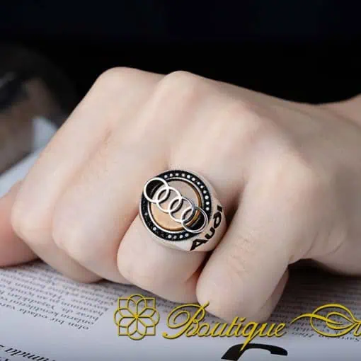 Car Logo Tiger's Eye Zircon Detailed Ring for Audi Owners No:3