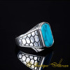 Rounded Rectangle Turquoise Silver Ring
