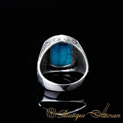 Rounded Rectangle Turquoise Silver Ring