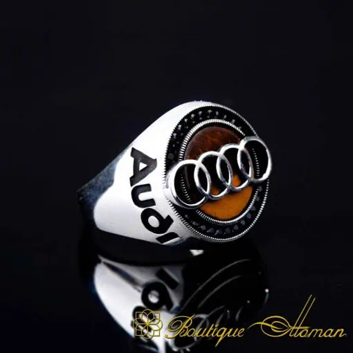Car Logo Tiger's Eye Zircon Detailed Ring for Audi Owners No:3