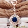 Filigree Blue Mina Handmade Silver Keychain