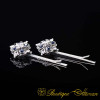 Blue & White Zircon Detailed Silver Side Hair Clip