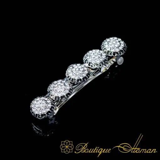 White Zircon Detailed Silver Hair Clip No:6