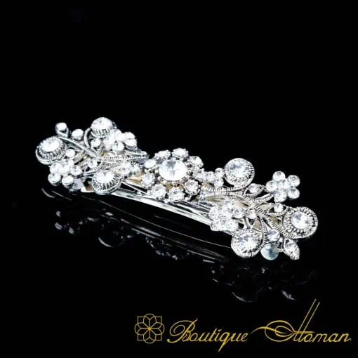 White Zircon Detailed Silver Hair Clip No:1