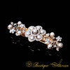 Pearl & White Zircon Detailed Rose Gold Hair Clip No:1