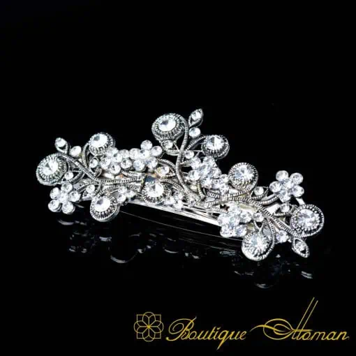 White Zircon Detailed Silver Hair Clip No:5