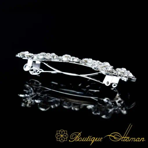 White Zircon Detailed Silver Hair Clip No:5