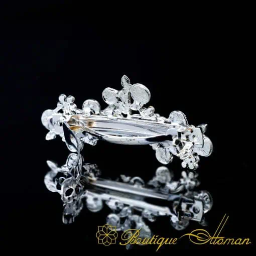 White Zircon Detailed Silver Hair Clip No:5