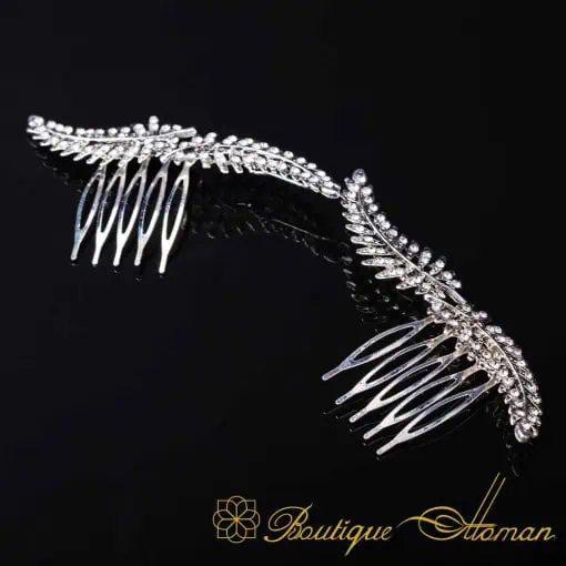 Sultana White Zircon Detailed Silver Hair Comb No:5