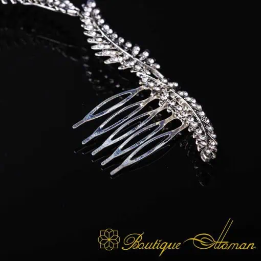 Sultana White Zircon Detailed Silver Hair Comb No:5