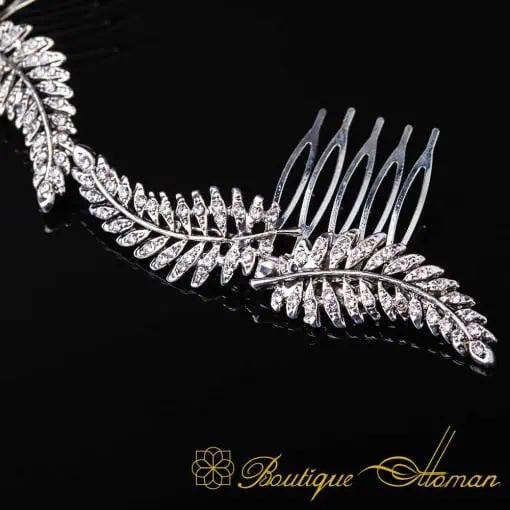 Sultana White Zircon Detailed Silver Hair Comb No:5