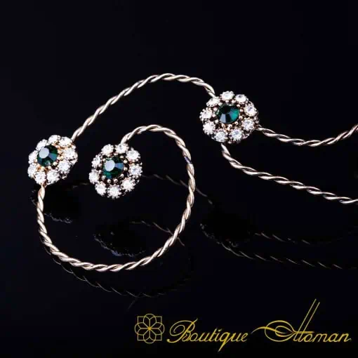 Sultana Green & White Zircon Hair Vine with Comb No:1