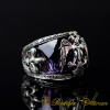 Amethyst Zircon Double Headed Eagle Engraved Band Ring