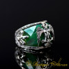 Green Jade Double Headed Eagle Engraved Band Ring