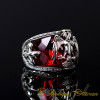 Red Zircon Double Headed Eagle Engraved Band Ring