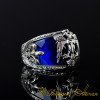 Blue Zircon Double Headed Eagle Engraved Band Ring