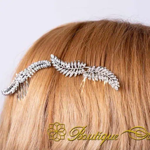 Sultana White Zircon Detailed Silver Hair Comb No:5