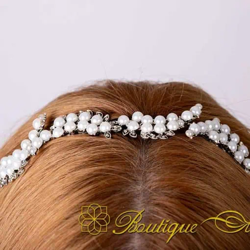 Sultana Pearl Detailed Silver Hair Comb No:1