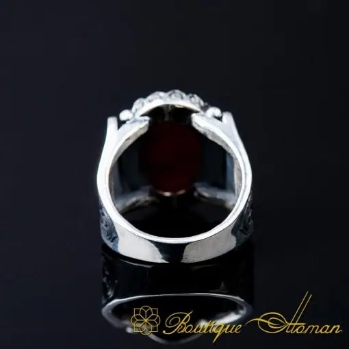 Hun Collection Red Yemeni Aqeeq Ayat Al Kursi Men Ring