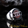 Car Logo Red Aqeeq Zircon Detailed Ring for Audi Owners No:4