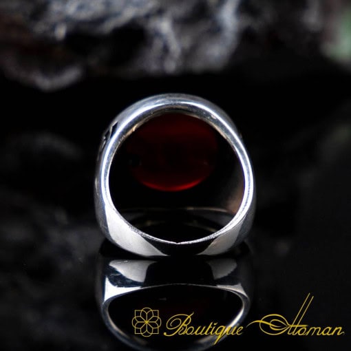 Car Logo Red Aqeeq Zircon Detailed Ring for Audi Owners No:4