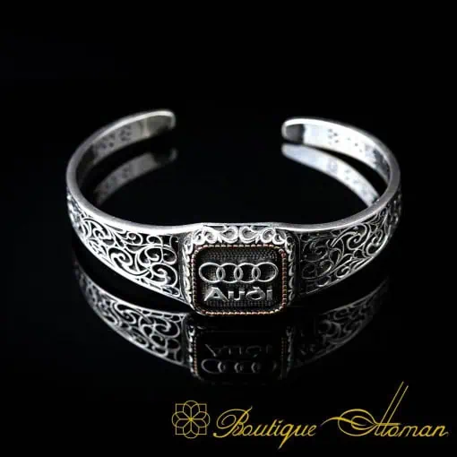 Car Logo Silver Cuff Bracelet for Audi Owners