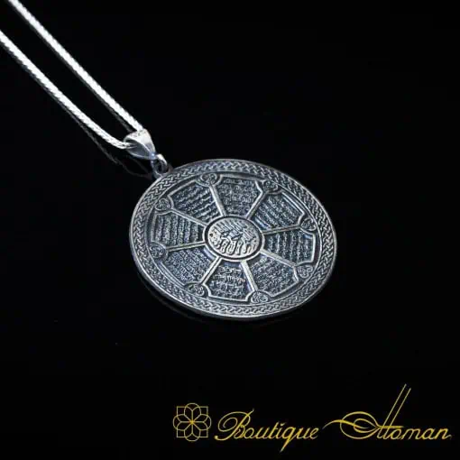 Surah Al Nas & Al Falaq & Al Ikhlas & Al Kafirun & Al Quadr & Al Baqarah & Al Fatihah & Ayat Al Qursi Islamic Silver Necklace