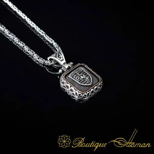 Car Logo Square Pendant with King Chain Necklace for Porsche Owners