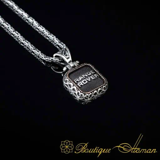 Car Logo Square Pendant with King Chain Necklace for Range Rover Owners