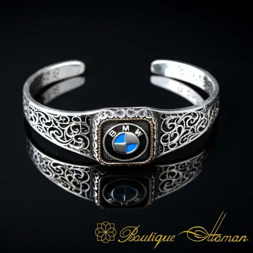 Car Logo Silver Cuff Bracelet for BMW Owners