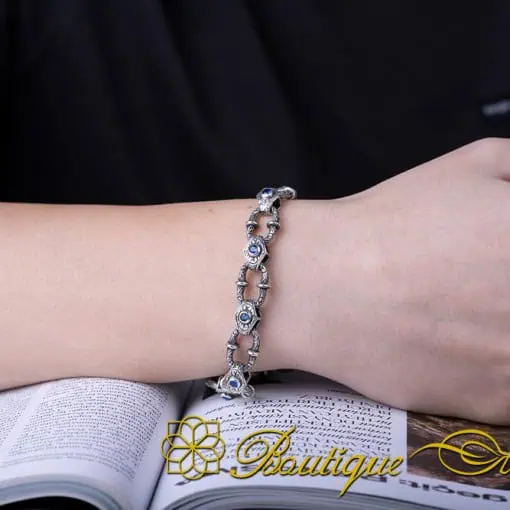 Exclusive Design Blue Zircon Detailed Chain Bracelet