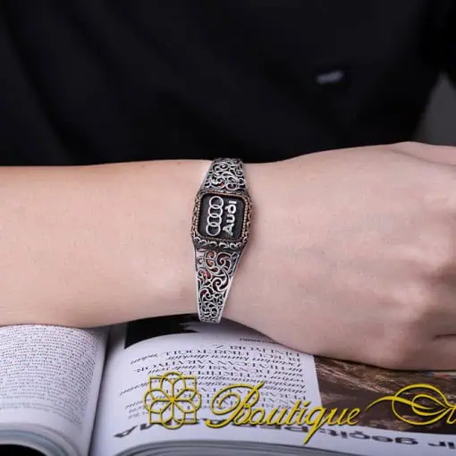 Car Logo Silver Cuff Bracelet for Audi Owners