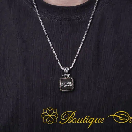 Car Logo Square Pendant with King Chain Necklace for Range Rover Owners
