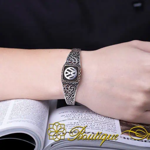 Car Logo Silver Cuff Bracelet for Volkswagen Owners