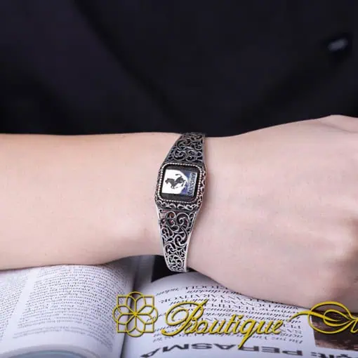 Car Logo Silver Cuff Bracelet for Ferrari Owners